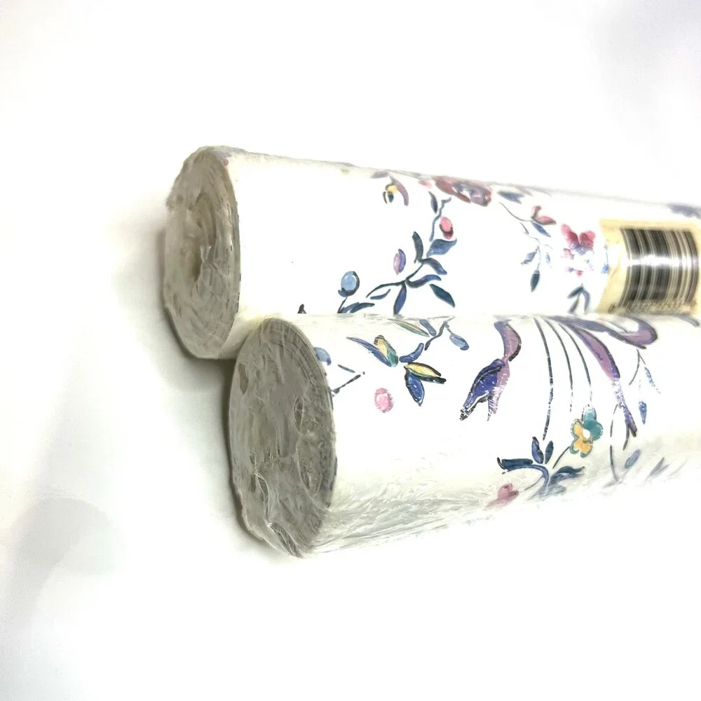 2 x Vintage Waverly Wallpaper Pre-Pasted Floral 557101 Retired Boho Cream Blue R